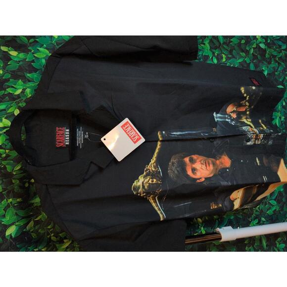 Scarface Reason Men's Casual Shirt 2X Black Graphic Print - Picture 1 of 5